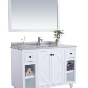 Laviva Odyssey 48" White Bathroom Vanity with White Stripes Marble Countertop