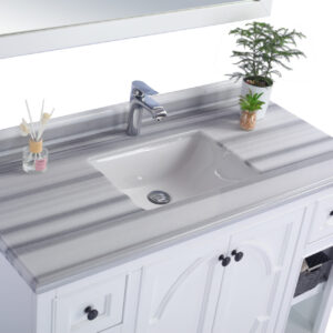 Laviva Odyssey 48" White Bathroom Vanity with White Stripes Marble Countertop