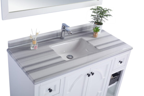 Laviva Odyssey 48" White Bathroom Vanity with White Stripes Marble Countertop