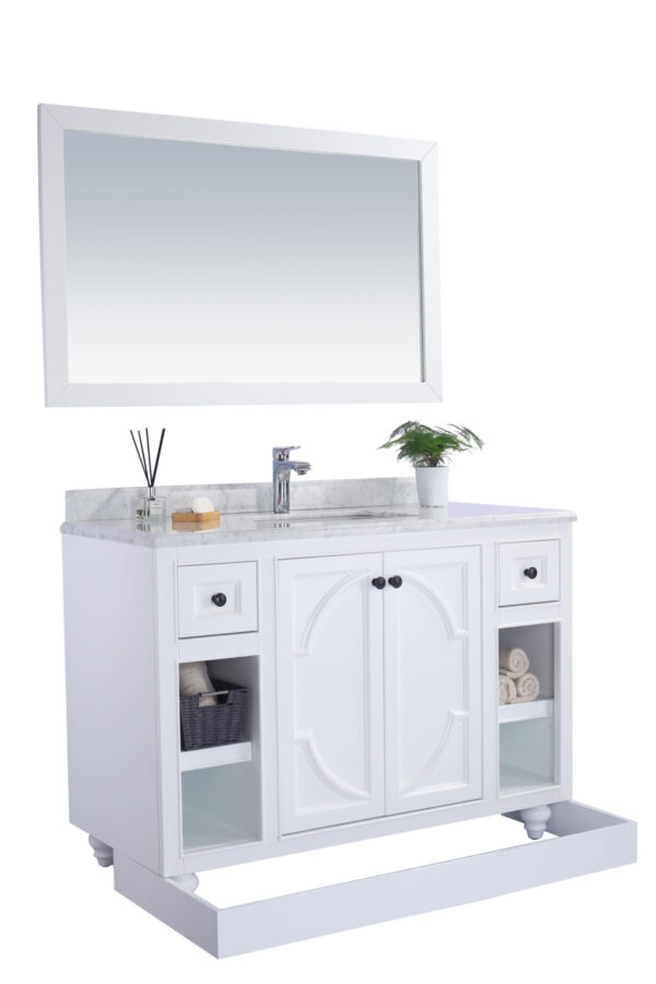 Laviva Odyssey 48" White Bathroom Vanity with White Stripes Marble Countertop