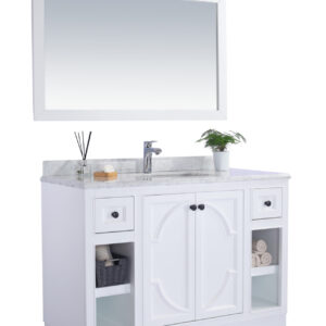 Laviva Odyssey 48" White Bathroom Vanity with White Stripes Marble Countertop