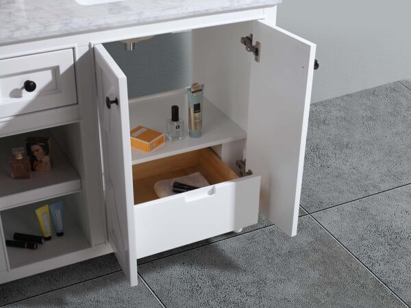 Laviva Odyssey 60" White Double Sink Bathroom Vanity with Matte White VIVA Stone Solid Surface Countertop