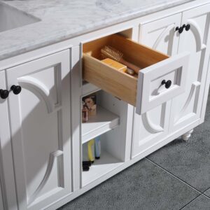 Laviva Odyssey 60" White Double Sink Bathroom Vanity with White Carrara Marble Countertop