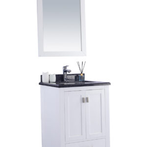 Laviva Wilson 24" White Bathroom Vanity with Black Wood Marble Countertop