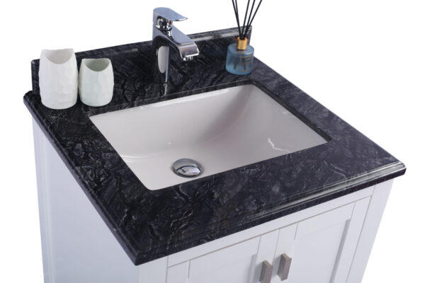 Laviva Wilson 24" White Bathroom Vanity with Black Wood Marble Countertop