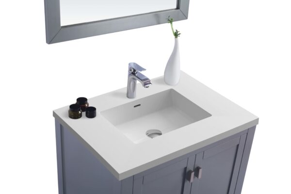 Laviva Wilson 30" Grey Bathroom Vanity with Matte White VIVA Stone Solid Surface Countertop