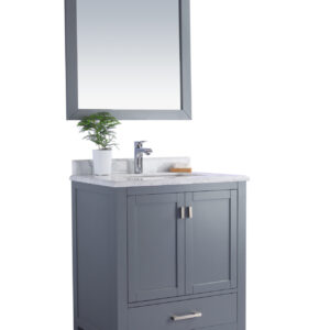 Laviva Wilson 30" Grey Bathroom Vanity with White Carrara Marble Countertop