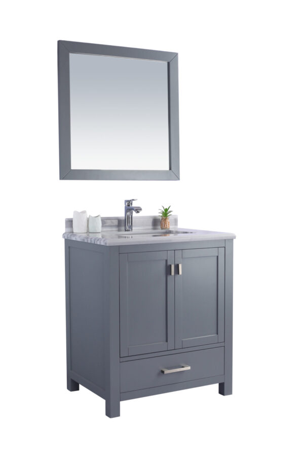 Laviva Wilson 30" Grey Bathroom Vanity with White Stripes Marble Countertop