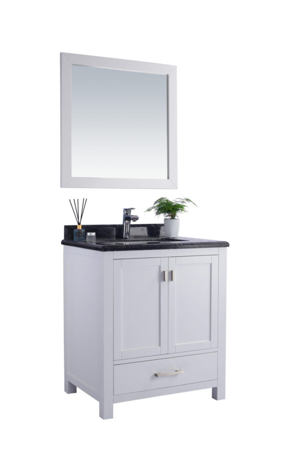 Laviva Wilson 30" White Bathroom Vanity with Black Wood Marble Countertop