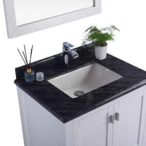 Laviva Wilson 30" White Bathroom Vanity with Black Wood Marble Countertop