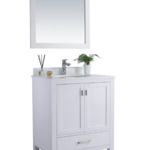 Laviva Wilson 30" White Bathroom Vanity with Pure White Phoenix Stone Countertop