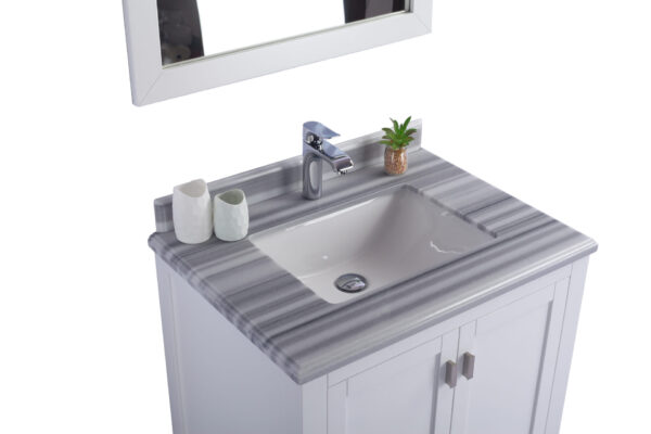 Laviva Wilson 30" White Bathroom Vanity with White Stripes Marble Countertop