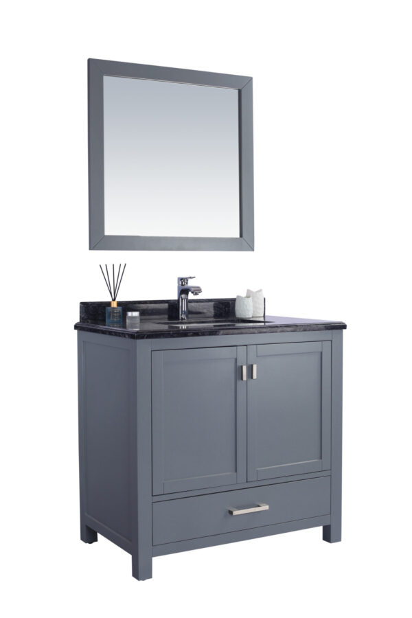 Laviva Wilson 36" Grey Bathroom Vanity with Black Wood Marble Countertop