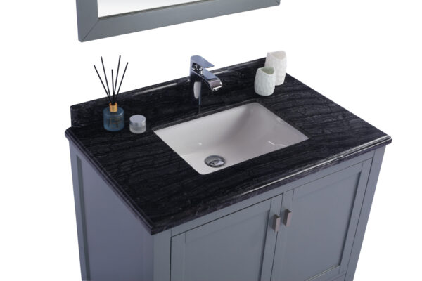 Laviva Wilson 36" Grey Bathroom Vanity with Black Wood Marble Countertop