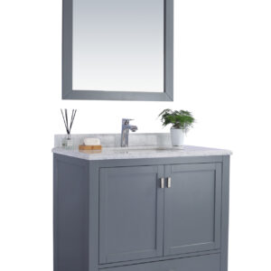 Laviva Wilson 36" Grey Bathroom Vanity with White Carrara Marble Countertop