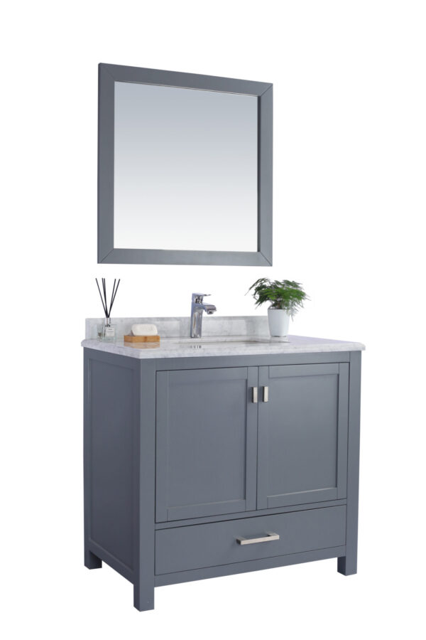 Laviva Wilson 36" Grey Bathroom Vanity with White Carrara Marble Countertop