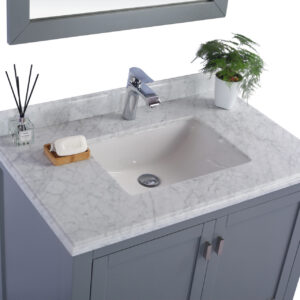 Laviva Wilson 36" Grey Bathroom Vanity with White Carrara Marble Countertop