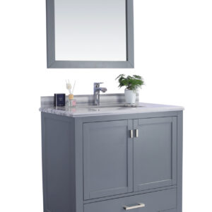 Laviva Wilson 36" Grey Bathroom Vanity with White Stripes Marble Countertop