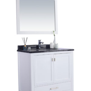 Laviva Wilson 36" White Bathroom Vanity with Black Wood Marble Countertop