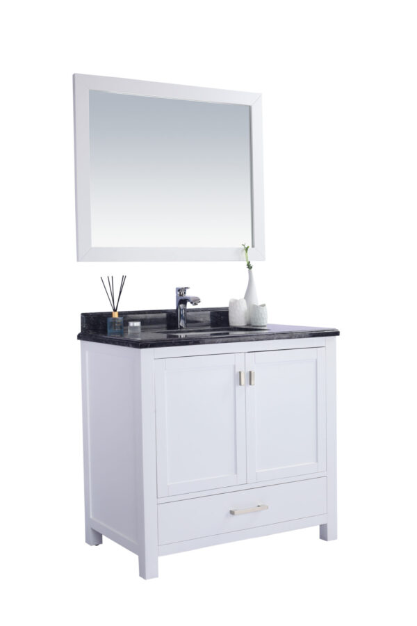 Laviva Wilson 36" White Bathroom Vanity with Black Wood Marble Countertop