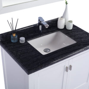 Laviva Wilson 36" White Bathroom Vanity with Black Wood Marble Countertop