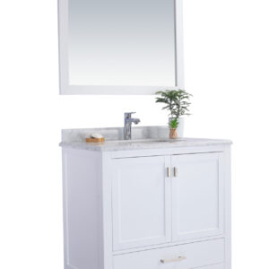 Laviva Wilson 36" White Bathroom Vanity with White Carrara Marble Countertop