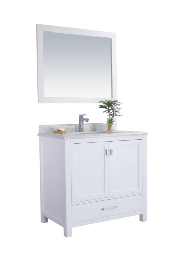 Laviva Wilson 36" White Bathroom Vanity with White Carrara Marble Countertop