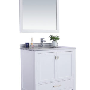 Laviva Wilson 36" White Bathroom Vanity with White Stripes Marble Countertop