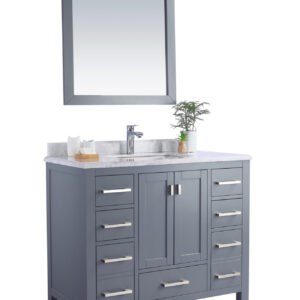 Laviva Wilson 42" Grey Bathroom Vanity with White Carrara Marble Countertop