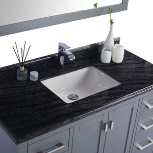 Laviva Wilson 48" Grey Bathroom Vanity with Black Wood Marble Countertop