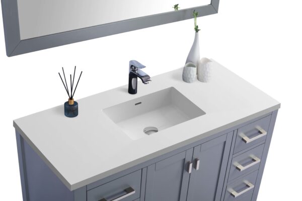 Laviva Wilson 48" Grey Bathroom Vanity with Matte White VIVA Stone Solid Surface Countertop