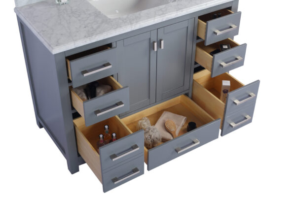 Laviva Wilson 48" Grey Bathroom Vanity with Matte White VIVA Stone Solid Surface Countertop