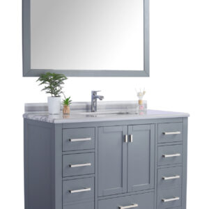 Laviva Wilson 48" Grey Bathroom Vanity with White Stripes Marble Countertop