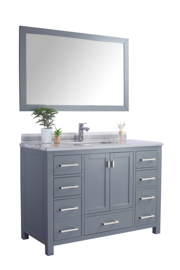 Laviva Wilson 48" Grey Bathroom Vanity with White Stripes Marble Countertop