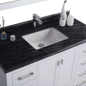 Laviva Wilson 48" White Bathroom Vanity with Black Wood Marble Countertop