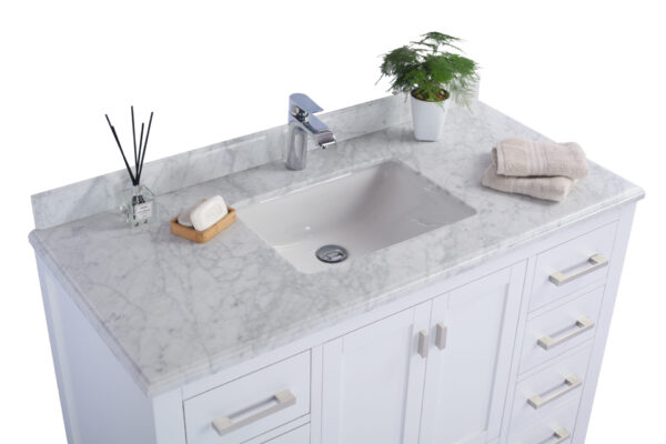 Laviva Wilson 48" White Bathroom Vanity with White Carrara Marble Countertop