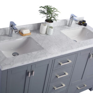 Laviva Wilson 60" Grey Double Sink Bathroom Vanity with White Carrara Marble Countertop