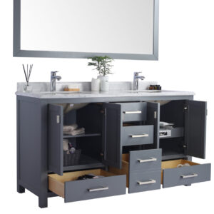 Laviva Wilson 60" Grey Double Sink Bathroom Vanity with White Carrara Marble Countertop