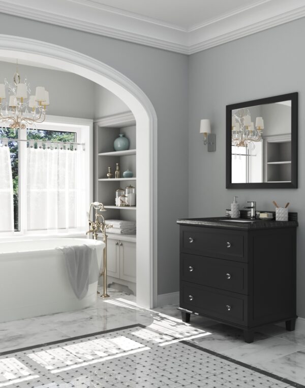 Laviva Luna 30" Espresso Bathroom Vanity with Black Wood Marble Countertop