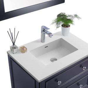 Laviva Luna 30" Espresso Bathroom Vanity with Matte White VIVA Stone Solid Surface Countertop