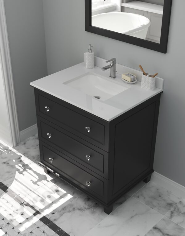 Laviva Luna 30" Espresso Bathroom Vanity with White Quartz  Countertop