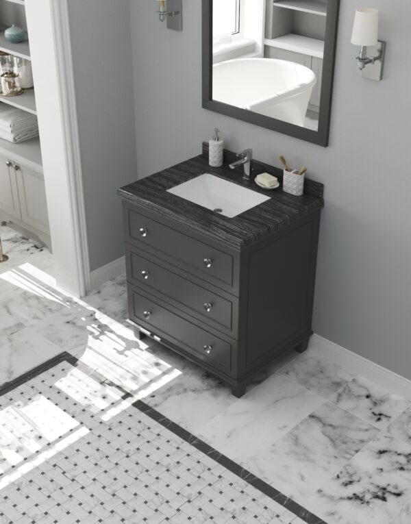 Laviva Luna 30" Maple Grey Bathroom Vanity with Black Wood Marble Countertop