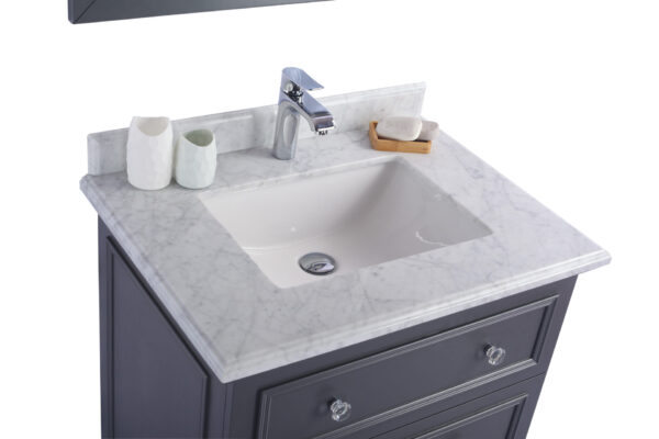 Laviva Luna 30" Maple Grey Bathroom Vanity with White Carrara Marble Countertop