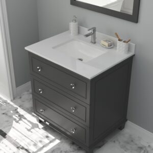 Laviva Luna 30" Maple Grey Bathroom Vanity with White Quartz Countertop