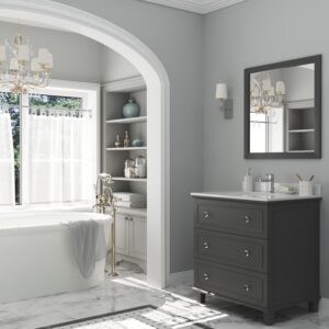 Laviva Luna 30" Maple Grey Bathroom Vanity with White Quartz Countertop