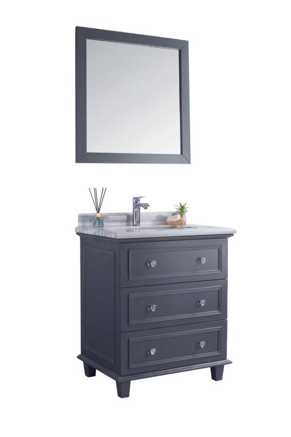 Laviva Luna 30" Maple Grey Bathroom Vanity with White Stripes Marble Countertop