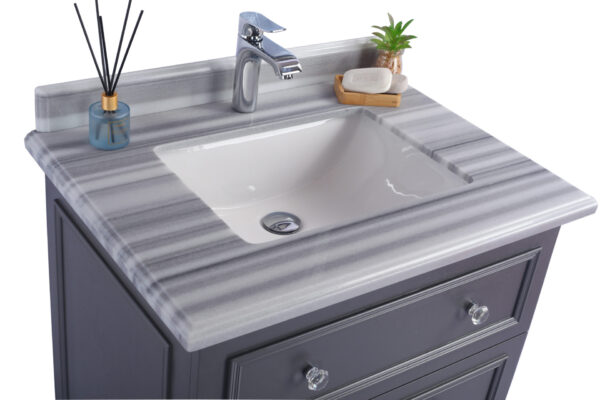 Laviva Luna 30" Maple Grey Bathroom Vanity with White Stripes Marble Countertop