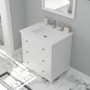 Laviva Luna 30" White Bathroom Vanity with Matte White VIVA Stone Solid Surface Countertop