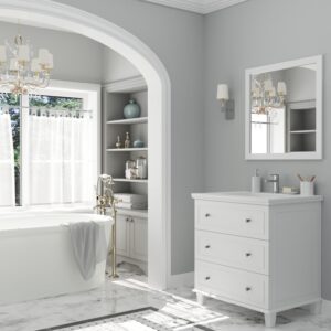 Laviva Luna 30" White Bathroom Vanity with Matte White VIVA Stone Solid Surface Countertop