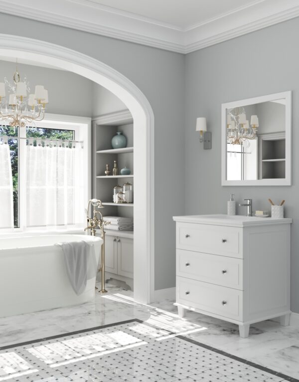 Laviva Luna 30" White Bathroom Vanity with Matte White VIVA Stone Solid Surface Countertop